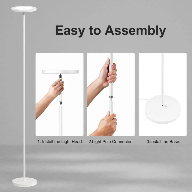 Alt view image 7 of 7 - Floor Lamps for Living RoomLED Standing Lamp with Remote Control 32W/3000LM Super Bright, 69" Tall Floor Lamp with Stepless Dimmable, Modern Torchiere Corner Lamp for Bedroom, Office White