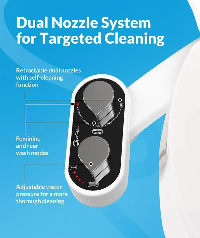 Alt view image 2 of 7 - Bidet Attachment for Toilet Seat - Non-Electric with Self Cleaning Dual Nozzles, Leak Proof Connectors, Adjustable Water Spray, Rear & Feminine Wash - Hygienic Bathroom Upgrades