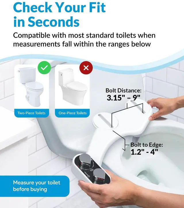 Alt view image 3 of 7 - Bidet Attachment for Toilet Seat - Non-Electric with Self Cleaning Dual Nozzles, Leak Proof Connectors, Adjustable Water Spray, Rear & Feminine Wash - Hygienic Bathroom Upgrades