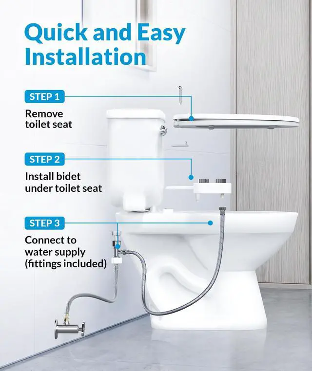 Alt view image 4 of 7 - Bidet Attachment for Toilet Seat - Non-Electric with Self Cleaning Dual Nozzles, Leak Proof Connectors, Adjustable Water Spray, Rear & Feminine Wash - Hygienic Bathroom Upgrades