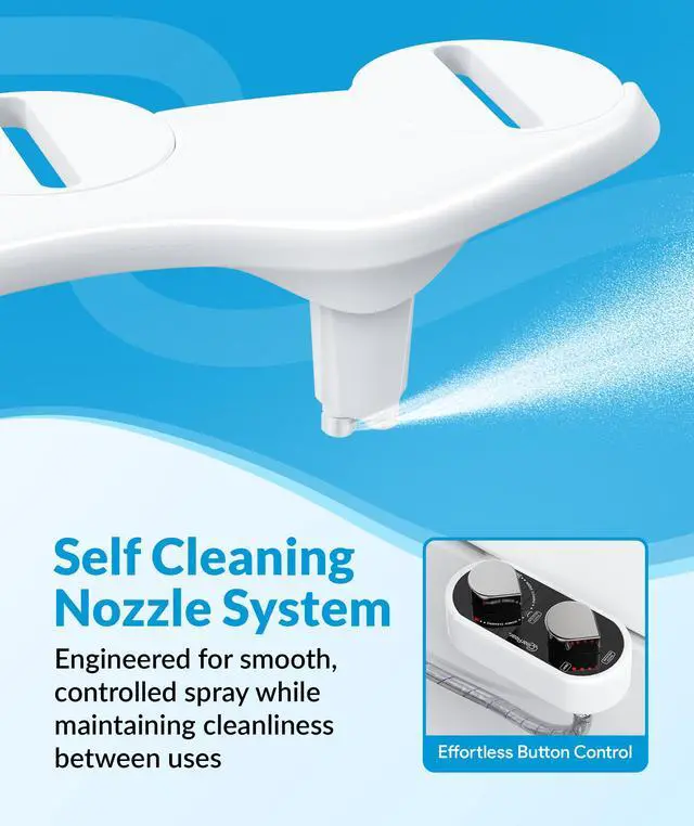 Alt view image 6 of 7 - Bidet Attachment for Toilet Seat - Non-Electric with Self Cleaning Dual Nozzles, Leak Proof Connectors, Adjustable Water Spray, Rear & Feminine Wash - Hygienic Bathroom Upgrades