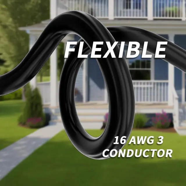 Alt view image 2 of 7 - 16/3 Gauge 150 FT Extension Cord Outdoor, Long Extension Cord Black Black Extension Cord Waterproof with Lighted Indicator, Long Extension Cord 150 Ft with Hook, 10A 1250W SJTW, ETL Listed