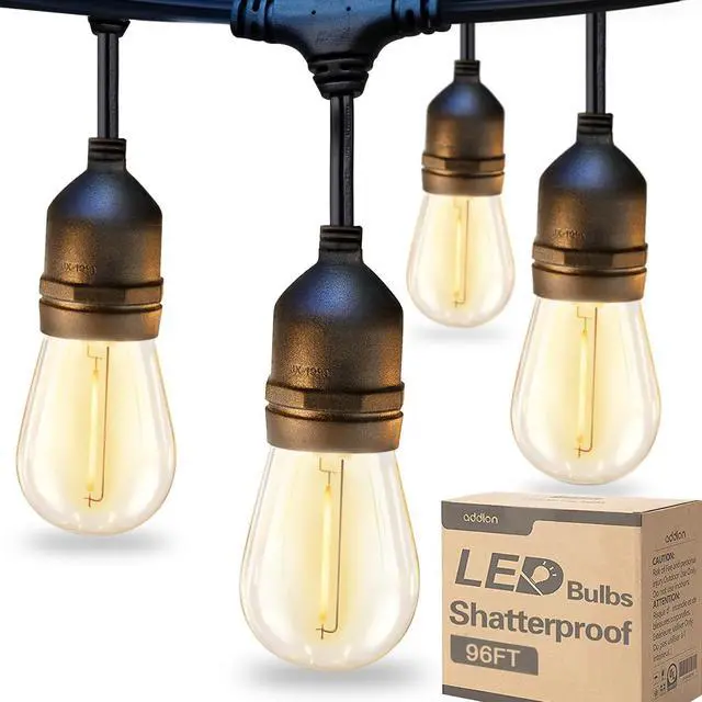 Main image of LED Outdoor String Lights 96FT(48*2) Edison Vintage Weatherproof ETL Commercial Grade Strand with Shatterproof Bulbs, Decorative Hanging Lights for Patio Backyard Garden Cafe Bistro Deck