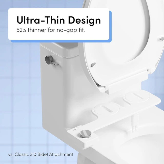 Alt view image 5 of 7 - Fresh Dual Nozzle Cool Water Bidet, Brushed Brass Knob Ultra Slim Toilet Seat Attachment, Non-Electric, 180° Front and Rear Wash, Self-Cleaning, 10 Minute DIY Install