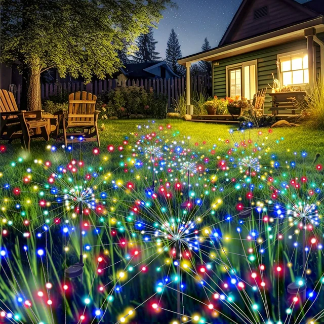 Main image of 8 Pack Solar Firework Lights Outdoor, Garden Decor, Multicolored 120 LEDs, Fairy Design, Waterproof, Garden Decor, Solar Powered for Yard, Pathway, Flowerbed, Planter, Balcony, Gifts for Mom