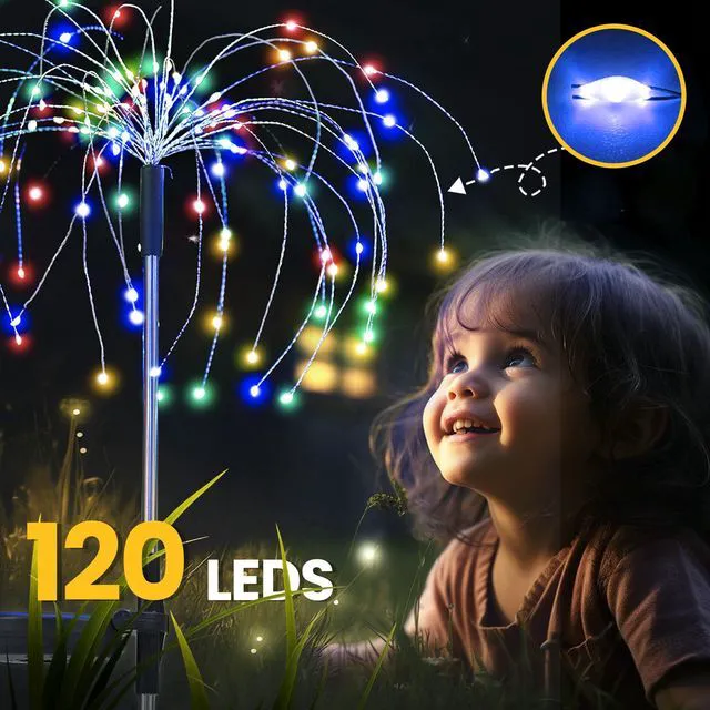 Alt view image 3 of 7 - 8 Pack Solar Firework Lights Outdoor, Garden Decor, Multicolored 120 LEDs, Fairy Design, Waterproof, Garden Decor, Solar Powered for Yard, Pathway, Flowerbed, Planter, Balcony, Gifts for Mom