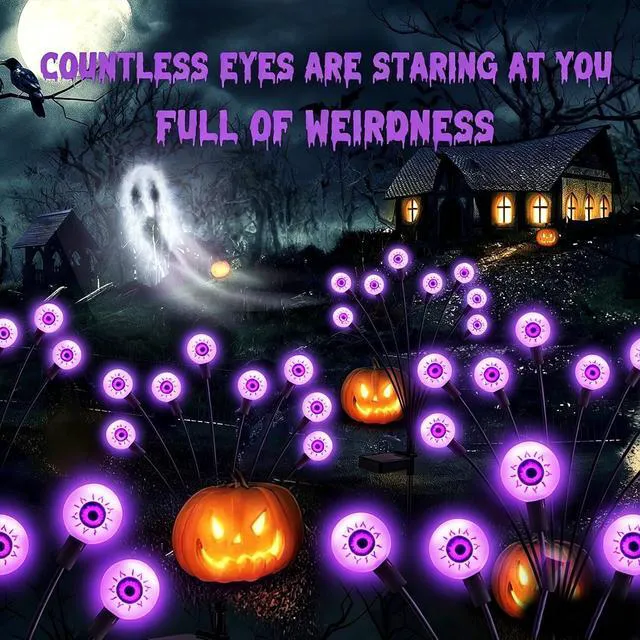 Alt view image 2 of 6 - Halloween Decorations Outdoor Solar Scary Eyeball Light,10Pack 80LEDs Halloween Lights, Halloween Decor, Green Eyeball Swaying Lights, Solar Path Lights Waterproof for Garden/Patio/Party Decor