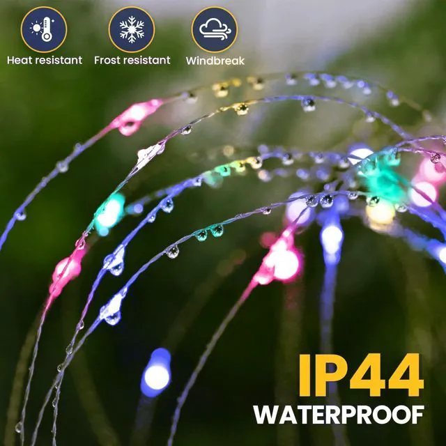 Alt view image 6 of 7 - 8 Pack Solar Firework Lights Outdoor, Garden Decor, Multicolored 120 LEDs, Fairy Design, Waterproof, Garden Decor, Solar Powered for Yard, Pathway, Flowerbed, Planter, Balcony, Gifts for Mom