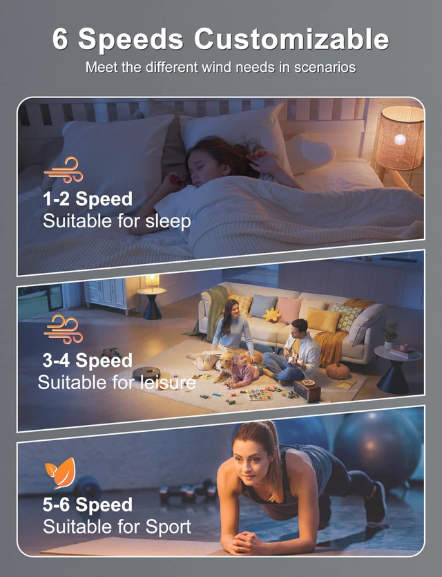 Alt view image 7 of 7 - 42'' Low Profile Ceiling Fan No Light for Bedroom Kitchen, Silver Flush Mount, Remote/APP Control, Quiet Reversible DC Motor, 4400 CFM, for Indoor/Covered Outdoor Patio