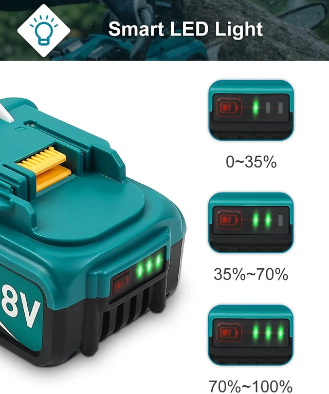 Alt view image 5 of 7 - 2Pack 18-Volt Replace for Makita 18V Battery BL1860B, Replacement Batteries Compatible with Makita BL1860 BL1820 1830B 1840B 1850B, Fit with Original makita 18V Battery Chargers