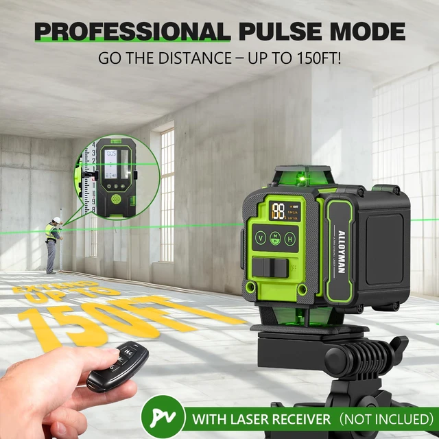 Alt view image 4 of 7 - Laser Level with Tripod, 4x360° Self Leveling Laser Level, Green Line Laser 4D Laser Leveler Tool with 2Pcs Lithium Batteries for Picture Hanging, Tile, Home Renovation, Indoor(Green)
