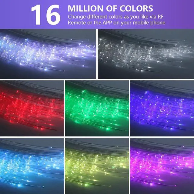 Alt view image 2 of 7 - 16W Car Home Starlight Headliner Kit, Twinkle & Sound Activate RGBW Fiber Optic Lights with APP & Remote Control, Star Lights for Ceiling Decoration, 450 pcs 9.8ft