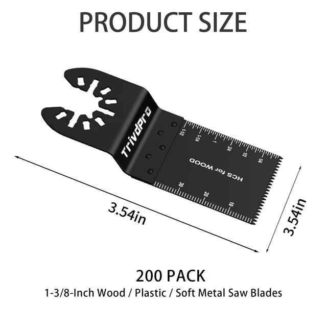 Alt view image 2 of 6 - 200PCS Oscillating Saw Blades, Multitool Blades for Wood Plastics Professional Universal HCS Oscillating Tool Blades, Quick Release Multi Tool Blades Fit Dewalt Milwaukee Ryobi Rockwell Fein