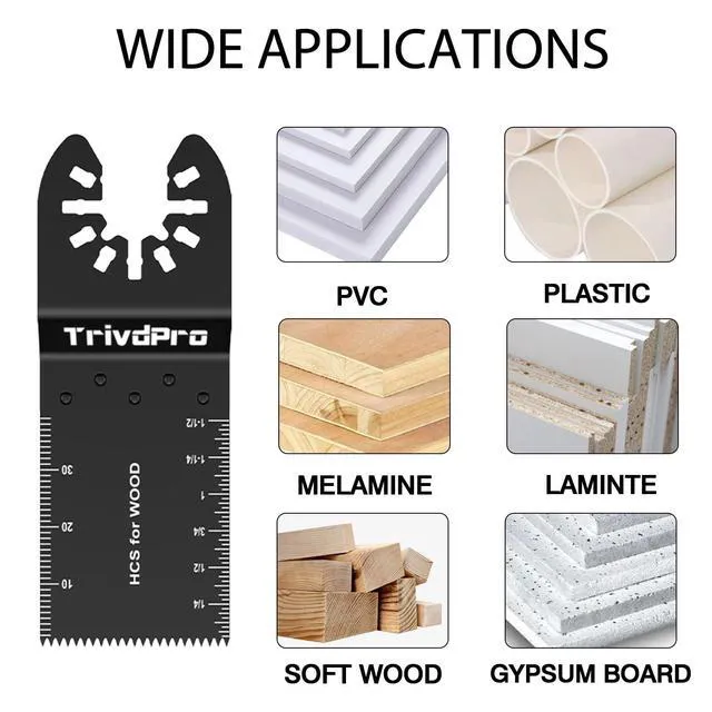 Alt view image 4 of 6 - 200PCS Oscillating Saw Blades, Multitool Blades for Wood Plastics Professional Universal HCS Oscillating Tool Blades, Quick Release Multi Tool Blades Fit Dewalt Milwaukee Ryobi Rockwell Fein