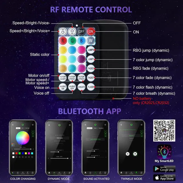 Alt view image 4 of 6 - 16W Car Home Starlight Headliner Kit, Twinkle & Sound Activate RGBW Fiber Optic Lights with APP & Remote Control, Star Lights for Ceiling Decoration, 550 pcs 9.8ft