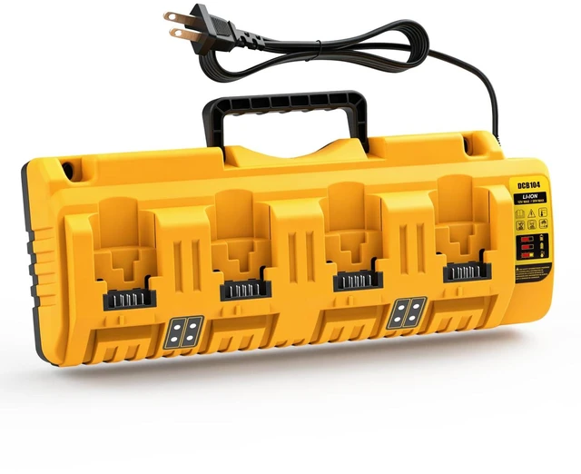 Main image of DCB104 20V MAX Battery Charger Replacement for Battery Charger, 4 Port Multi Charger Station with 2 USB Ports, Compatible with Dewalt 12V-20V Batteries