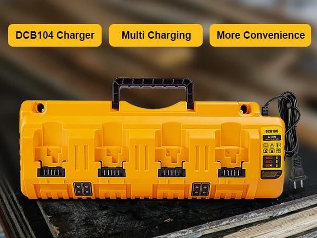Alt view image 2 of 7 - DCB104 20V MAX Battery Charger Replacement for Battery Charger, 4 Port Multi Charger Station with 2 USB Ports, Compatible with Dewalt 12V-20V Batteries