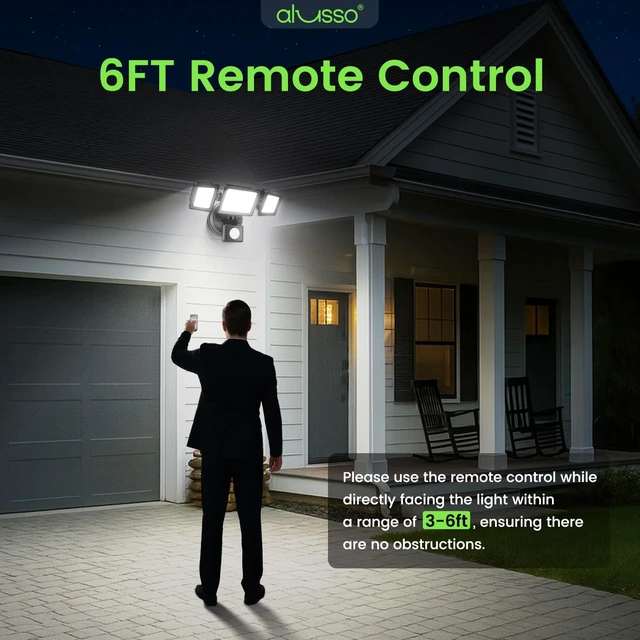Alt view image 5 of 7 - Motion Sensor Outdoor Lights with Remote 40W 4000LM Flood Light 120V 3 Modes Dusk to Dawn/Auto/On Time, 3000K-6000K Flood Lights Outdoor Motion Sensor Dimmable IP65 Waterproof ETL Listed 2PCS