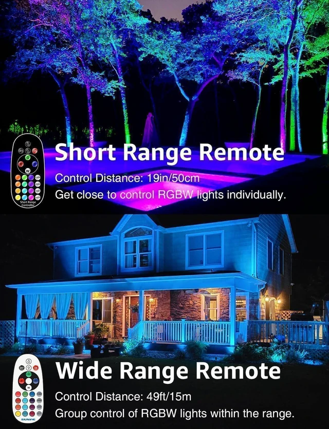 Alt view image 3 of 7 - RGBW Color Changing Landscape Lights Low Voltage 8Pcs with Connector Remote Control Waterproof RGB Low Voltage LED Landscape Lighting Spotlight Garden Yard Halloween Christmas Decoration Outdoor