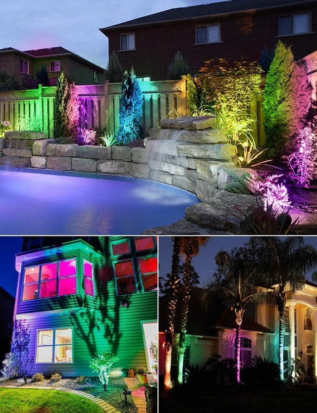 Alt view image 4 of 7 - RGBW Color Changing Landscape Lights Low Voltage 8Pcs with Connector Remote Control Waterproof RGB Low Voltage LED Landscape Lighting Spotlight Garden Yard Halloween Christmas Decoration Outdoor