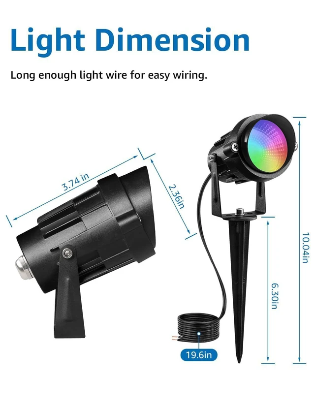 Alt view image 5 of 7 - RGBW Color Changing Landscape Lights Low Voltage 8Pcs with Connector Remote Control Waterproof RGB Low Voltage LED Landscape Lighting Spotlight Garden Yard Halloween Christmas Decoration Outdoor