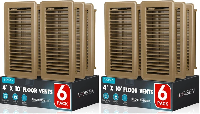 Main image of Floor Register 4x10, 12 Pack Brown Floor Vent Covers, Heavy Duty Steel Walkable Floor Vents,Vent Covers for Home Floor