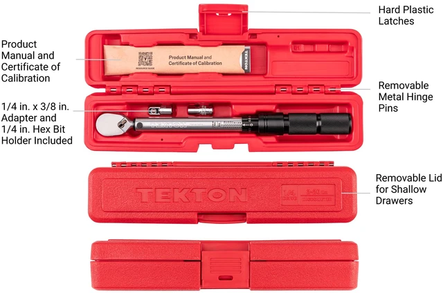 Alt view image 3 of 7 - 1/4 Inch Drive 90-Tooth Dual-Direction Micrometer Torque Wrench with Case (2-20 Nm) | TRQ50502