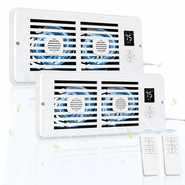 Main image of AC Vent Booster Fan 4" x 10" Register, Improves Room Airflow, 2Pack Quiet 10-Speed Air Booster with Thermostat Control, Remote & LCD Display, Aroma Pad Slot
