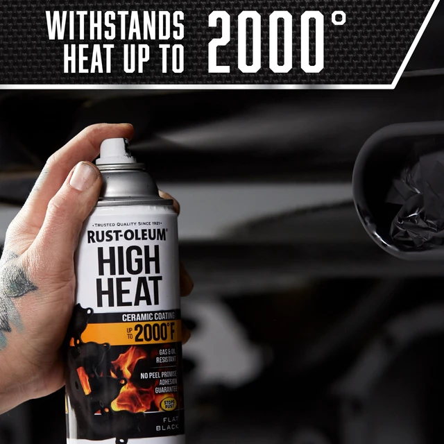 Alt view image 4 of 7 - Automotive High Heat Spray Paint, Flat Black Heat Resistant to 2000 Degrees F Rust Protection Color Retention Any-Angle Spray Comfort Tip 6 Pack