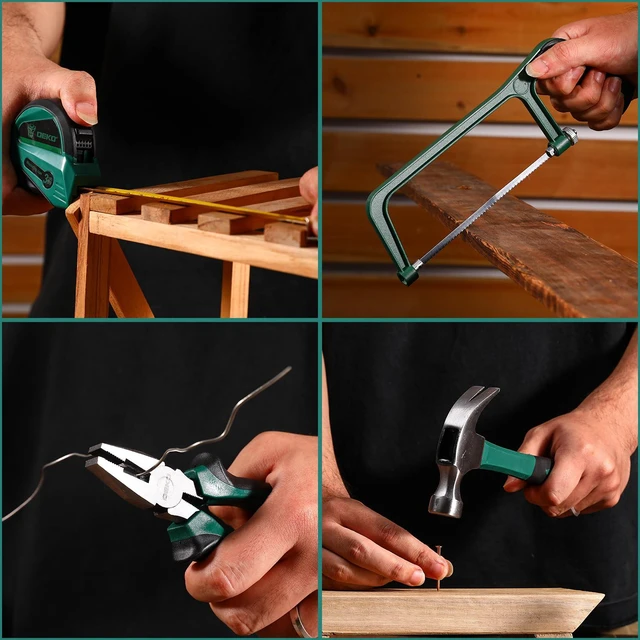 Alt view image 6 of 6 - Tool Set: Tool Kit with 12V Cordless Drill, Hand Toolbox with storage case, Mechanic Tool set for Home Repairs, Green