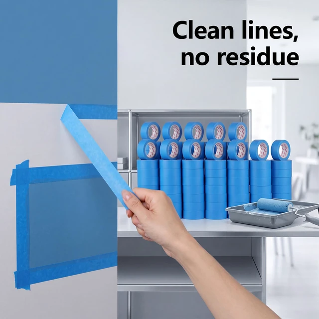 Alt view image 5 of 7 - 30 Rolls Blue Painters Tape 2 Inch Wide Bulk Masking Tape for Wall Painting