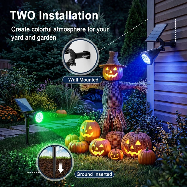 Alt view image 6 of 7 - Solar Lights Outdoor Waterproof Flag Spotlights 6 Pack (Colored) 4 Lighting Modes Solar Powered Landscape lights Auto On/Off, Solar Garden Yard Lawn Tree Pathway Flood Uplights for Outside