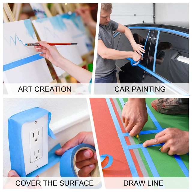 Alt view image 6 of 7 - 20 Rolls Blue Painters Tape 2 inch Wide Bulk Paint Masking Tape 55 Yds