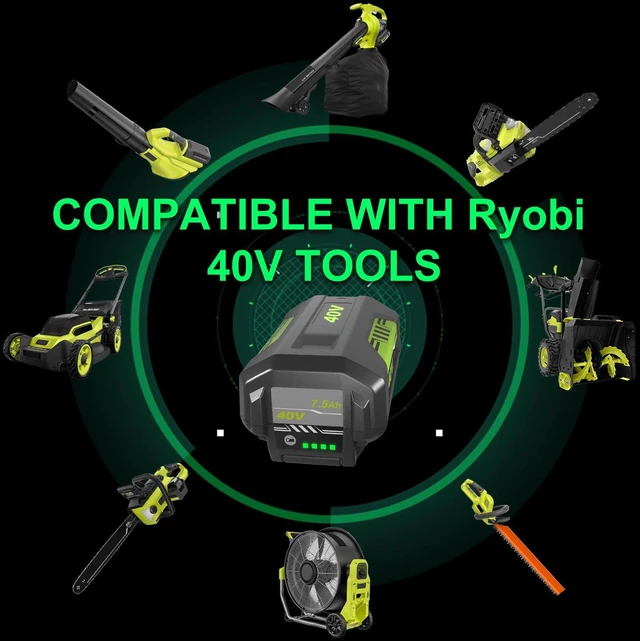 Alt view image 6 of 7 - 2-Pack 7500mAh Ultra High Capacity Replacement for Ryobi 40 Volt Battery Compatible with Ryobi 40V Battery OP4075A OP40401 OP4026 OP40261 OP4050 OP40601 OP4030 Cordless Power Tool