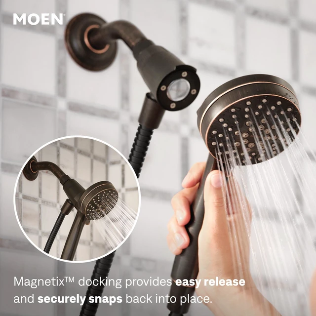 Alt view image 4 of 7 - Engage Magnetix Mediterranean Bronze 3.5-Inch Six-Function Detachable Handheld Showerhead with Magnetic Docking System, 26100BRB