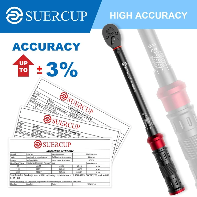 Alt view image 3 of 7 - 1/4" 3/8" 1/2" Torque Wrench - 20-240In.Lb, 5-45Ft.Lb, 10-170Ft.Lb