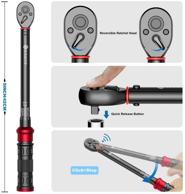 Alt view image 5 of 7 - 1/4" 3/8" 1/2" Torque Wrench - 20-240In.Lb, 5-45Ft.Lb, 10-170Ft.Lb