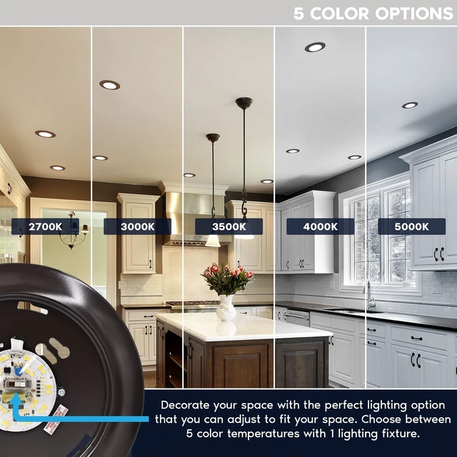 Alt view image 2 of 7 - 6 Inch LED Disk Lights, 12.5W, 1000LM, 120V, Bronze (6 Pack) Dimmable Flush Mount Ceiling Light, 5CCT Selectable 2700K 3000K 3500K 4000K 5000K, Damp Rated, CRI 90, 50,000 Hours, ETL