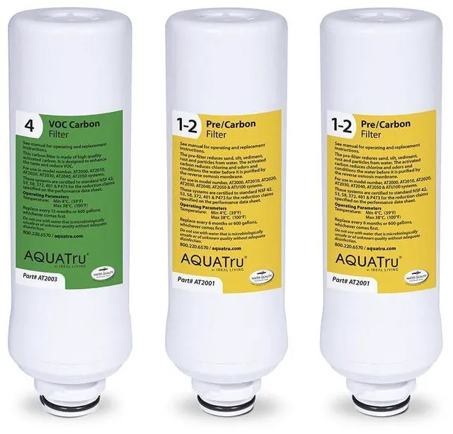Main image of AquaTru One-Year Classic Filter Combo Pack Includes 1 Pre/Carbon Filter (Stages 12) & 1 VOC Carbon Filter (Stage 4) Compatible with AquaTru Classic Water Purifiers