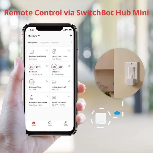 Alt view image 6 of 6 - Smart Switch Button Pusher (Bluetooth) Fingerbot for Rocker Switch/One-Way Buttons, App Timer Control, No Wiring, Hub Included for Voice/Remote, White