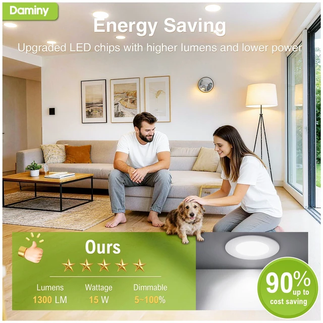 Alt view image 5 of 7 - 12 Pack 7 Inch LED Recessed Lighting, Canless Wafer Downlight 5CCT, Ultra-Thin Recessed Light with Junction Box, Dimmable, 15W 1300LM 120V, IC&Damp Rated