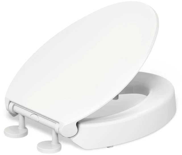 Main image of 25875-0 Hyten 3" Height, Elevated Soft Close Elongated Toilet Seat, Contoured Seat with Grip-Tight Bumpers, Quick-Attach Hardware, No Slam Toilet Seat, White