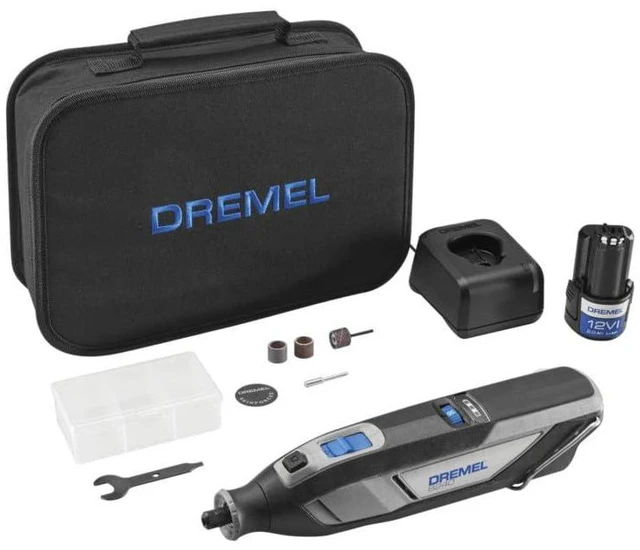 Main image of 8240-5 12V Cordless Rotary Tool Kit with Tool Fabric Carry Bag Comfort Grip, Variable Speed, Includes 2AH Battery Pack, Charger, 5 Rotary Tool Accessories, Wrench & Carry Bag