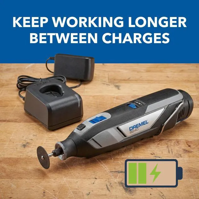 Alt view image 3 of 7 - 8240-5 12V Cordless Rotary Tool Kit with Tool Fabric Carry Bag Comfort Grip, Variable Speed, Includes 2AH Battery Pack, Charger, 5 Rotary Tool Accessories, Wrench & Carry Bag