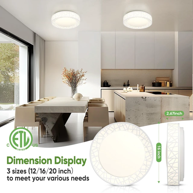 Alt view image 5 of 7 - 16 Inch Bird's Nest Flush Mount Ceiling Light, 28W, 5CCT 2700K-6500K Selectable, Modern LED Ceiling Light Fixture, Dimmable, for Bedroom, Kitchen, Closet, White, ETL Listed