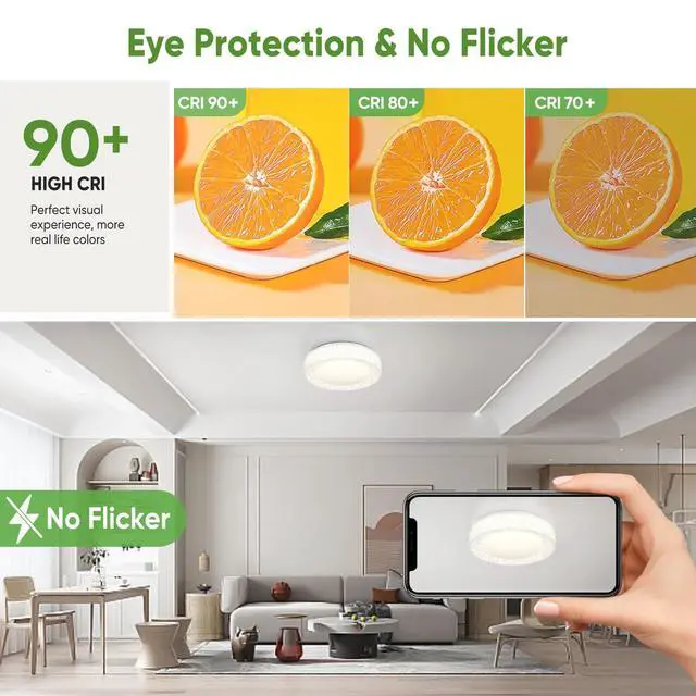 Alt view image 6 of 7 - 16 Inch Bird's Nest Flush Mount Ceiling Light, 28W, 5CCT 2700K-6500K Selectable, Modern LED Ceiling Light Fixture, Dimmable, for Bedroom, Kitchen, Closet, White, ETL Listed