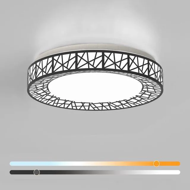 Main image of 16 Inch Bird's Nest Flush Mount Ceiling Light, 28W, 5CCT 2700K-6500K Selectable, Modern LED Ceiling Light Fixture, Dimmable, for Bedroom, Kitchen, Closet, Black, ETL Listed