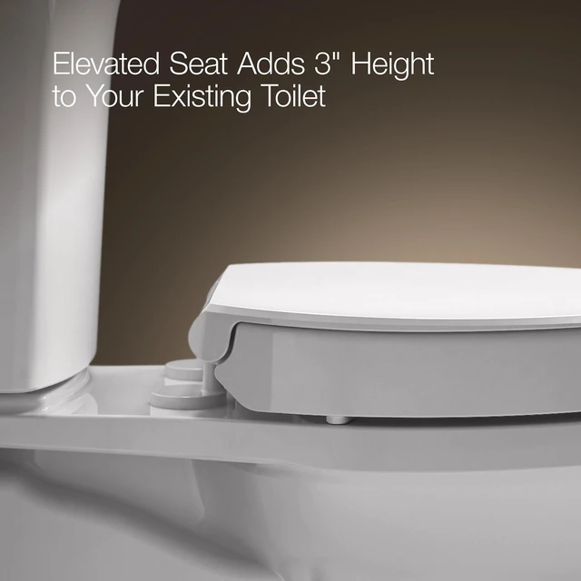 Alt view image 6 of 7 - 25875-0 Hyten 3" Height, Elevated Soft Close Elongated Toilet Seat, Contoured Seat with Grip-Tight Bumpers, Quick-Attach Hardware, No Slam Toilet Seat, White