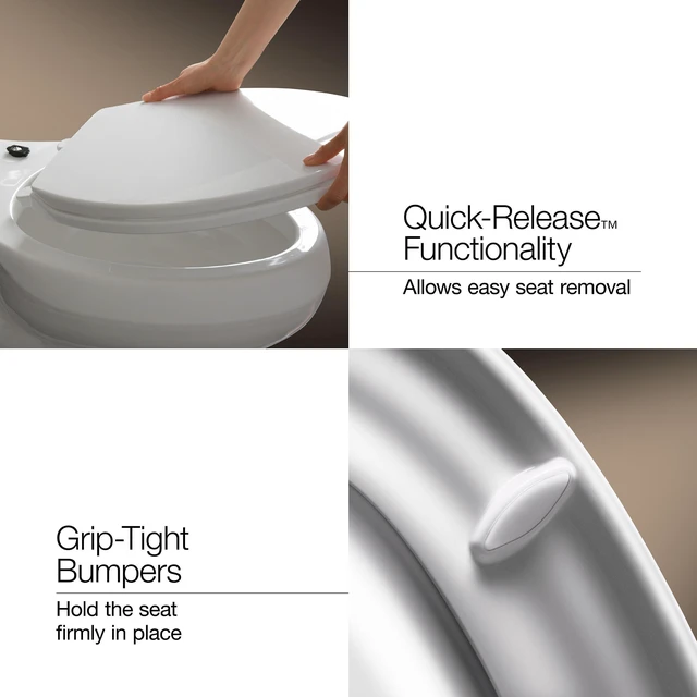 Alt view image 7 of 7 - 25875-0 Hyten 3" Height, Elevated Soft Close Elongated Toilet Seat, Contoured Seat with Grip-Tight Bumpers, Quick-Attach Hardware, No Slam Toilet Seat, White