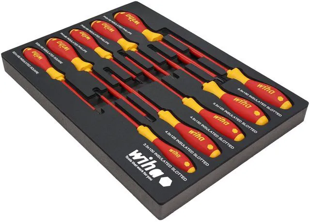Alt view image 2 of 7 - 32080 10 Piece Insulated SoftFinish Cushion Grip Screwdriver Tray Set 1000V VDE certified, tray organized set, SoftFinish cushion grip, tested to 10,000 volts, made in Germany